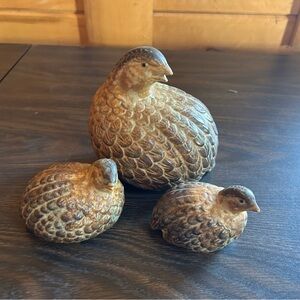 Vintage Brown Quail Family ceramic Set